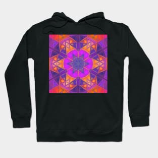 Mosaic Kaleidoscope Flower Purple Pink and Orange Hoodie